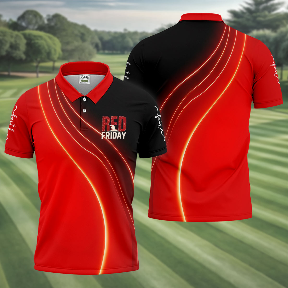 Red Friday Red Black Gradient Faith 4th Of July Golf Shirt, 250 Years Polo Shirt Men