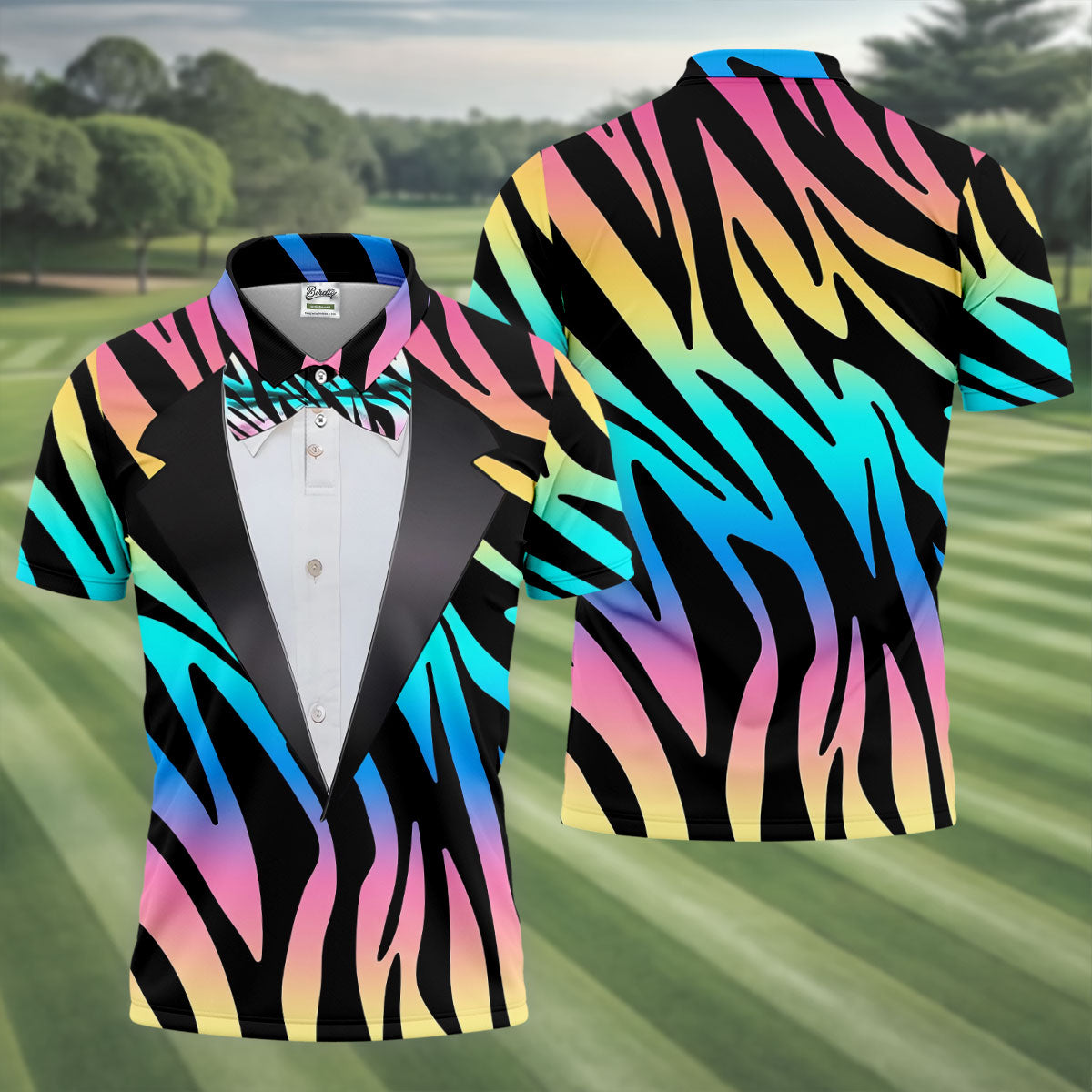 Colorful Zebra Funny Costume Hawaiian Golf Shirt, Polo Shirtor Men, Golf Shirts For Men