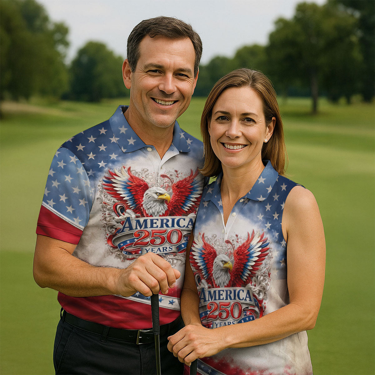 America 250 Years Red White Blue 4th Of July Golf Shirt, Patriotic Golf Shirt, Golf Shirts For Men