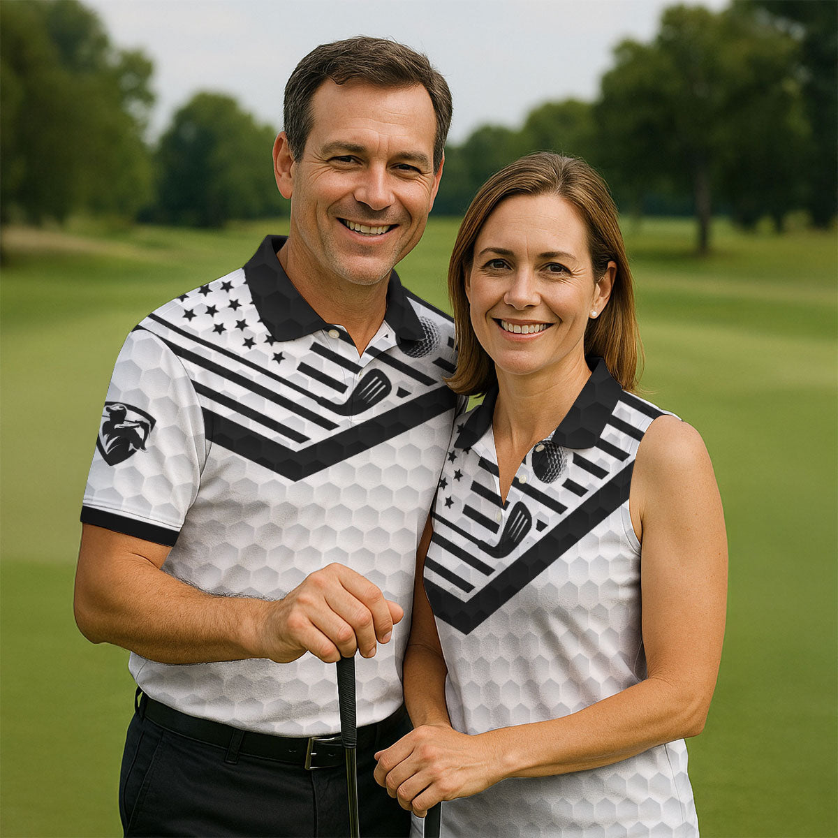 Best Dad By Par US Flag Pattern Father's Day Golf Shirt, Golf Gift For Dad, Personalized Gifts For Dad