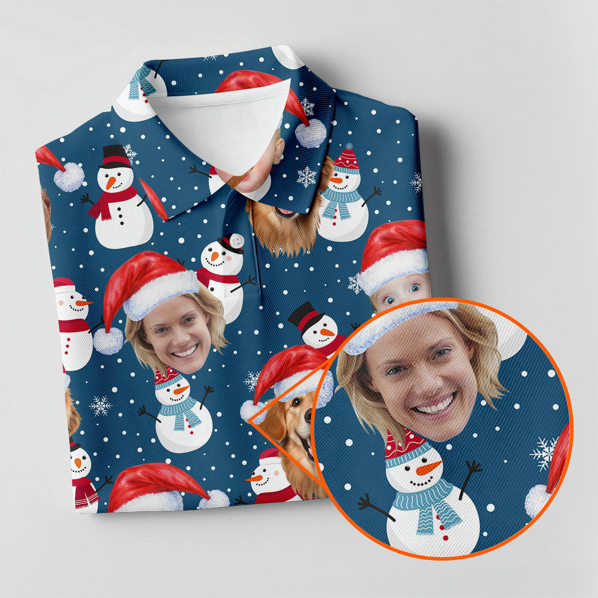 Custom Face Xmas Snowman Navy Golf Shirt, Christmas Golf Shirt, Ladies Golf Tops, Golf Gifts For Women