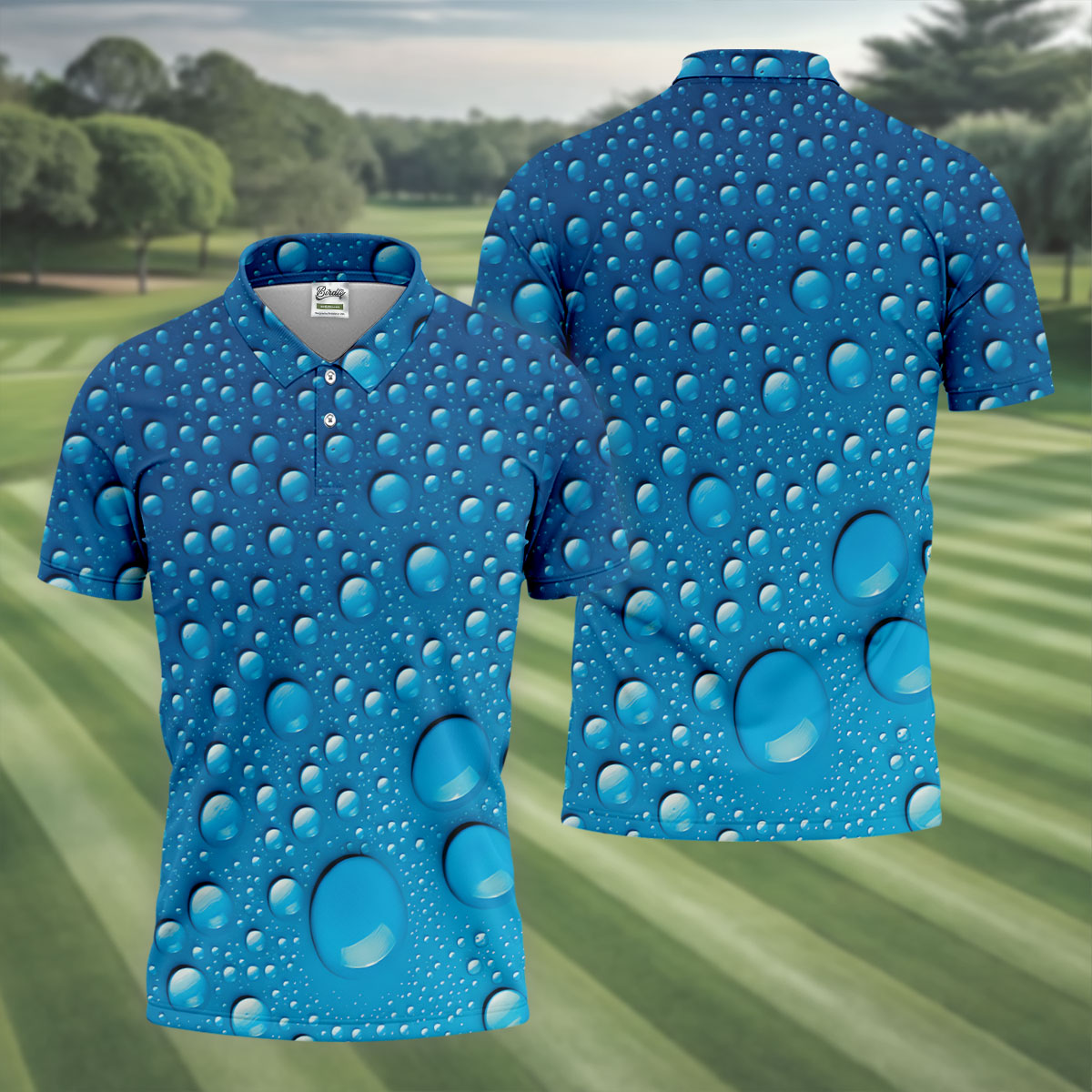 Rain Drops Blue Golf Shirt, Golf Tops For Men, Golf Shirts For Men, Polo Shirt Men