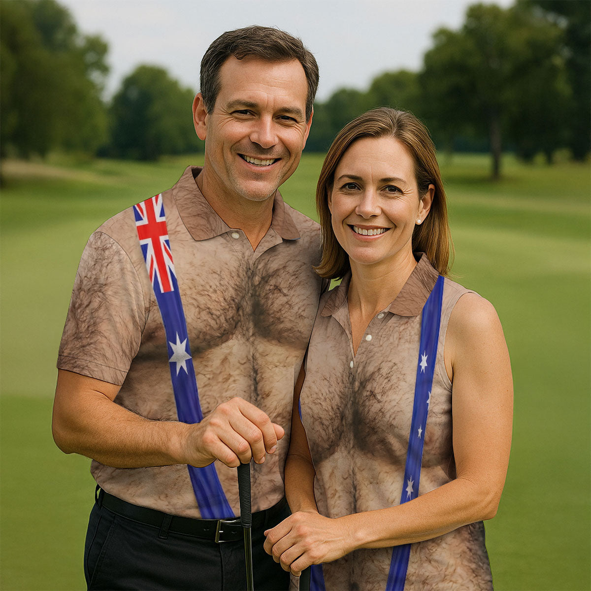 Australia Flag Print Fun Golf Shirt, Men's Golf Top, Polo Shirtor Men, Golf Shirts For Men