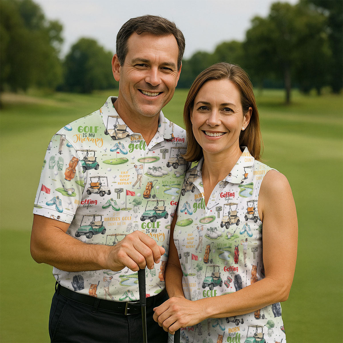 Born To Play Golf Let's Par Tee White Golf Shirt, Men's Funny Golf Shirts, Golf Shirts For Men, Polo For Men