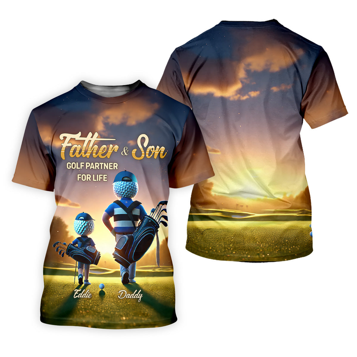 Father And Son Golf Partner For Life Custom Men's Golf Polo ShirtDad Golf Gift, Christmas Golf Gift