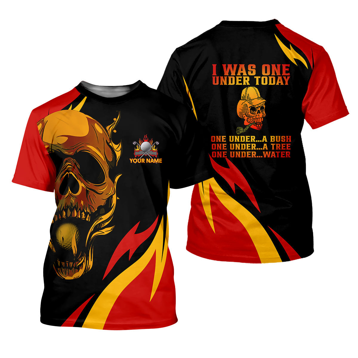 Custom Fire Skull Men's Golf Polo ShirtMens Golf Gift, Funny Golf Shirt