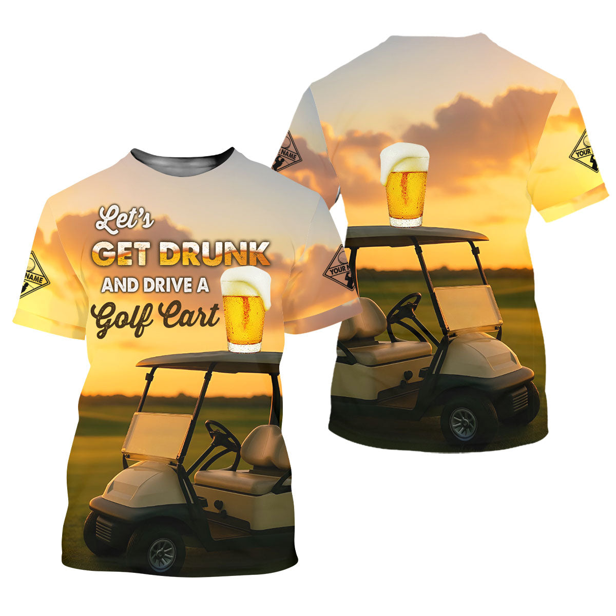 Let's Get Drunk And Drive A Golf Cart Personalized Men's Golf Polo ShirtChristmas Golf Gift