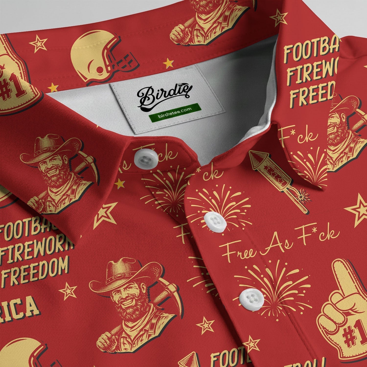 Cowboy Football American Patriotism Red And Gold Sport Polo, American Football League Gift Ideas For Football Fans