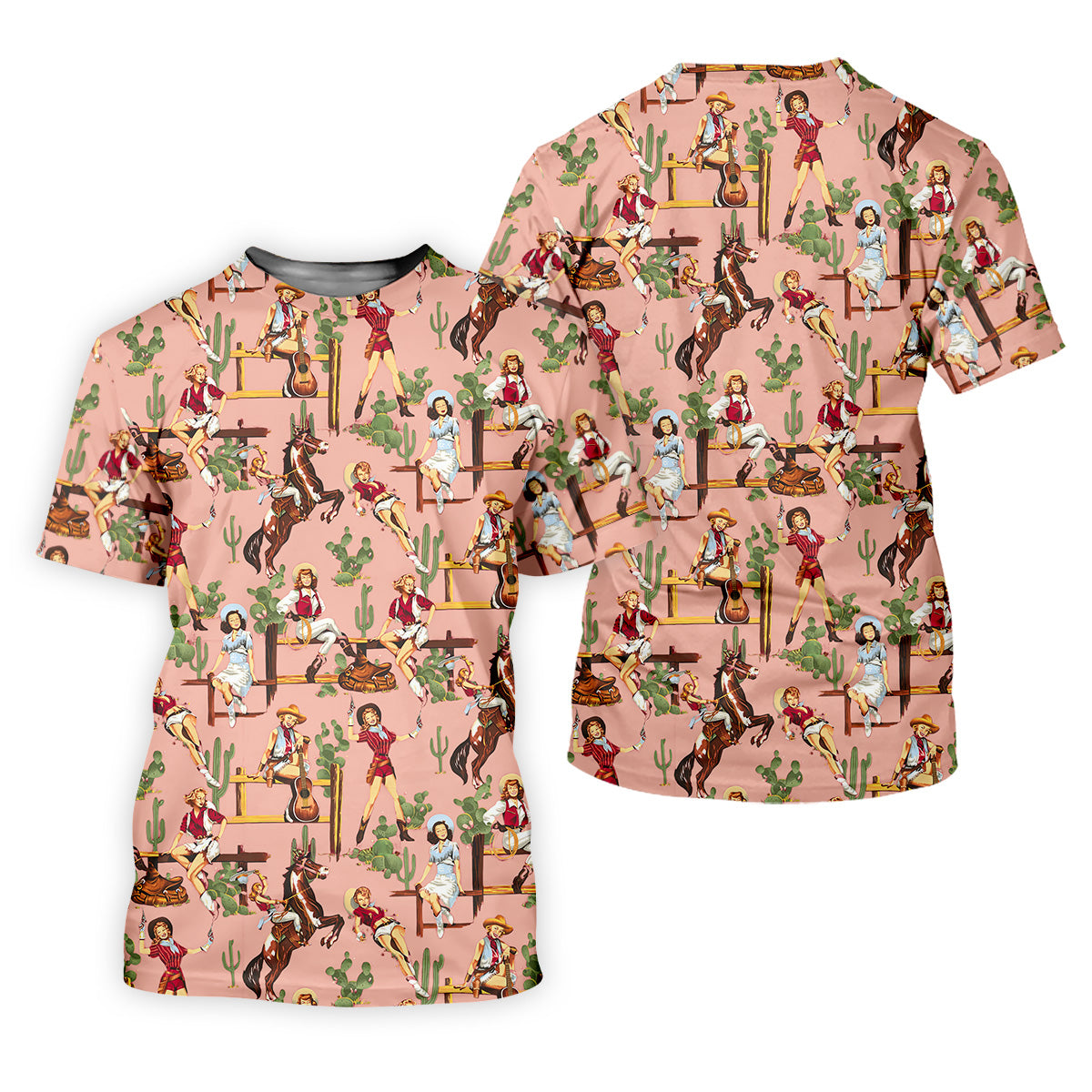 Desert Cowgirl Western Golf Shirt, Mens Golf Polo Shirt Unique Gift For Golfer, Golfing Apparel