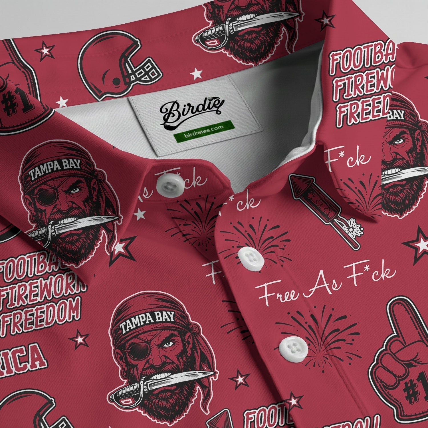 Pirate Character Red Sport Polo, American Football League Gift Ideas For Football Fans