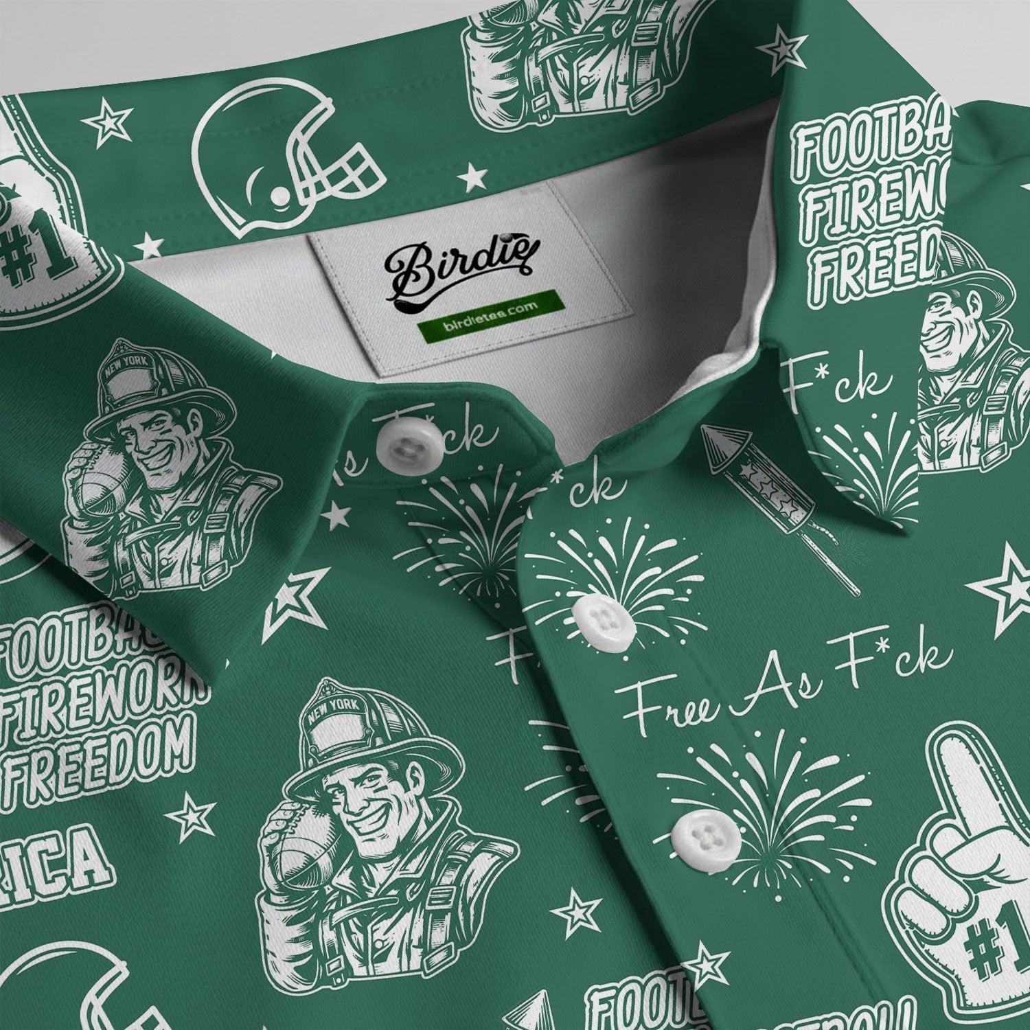 Firefighter Green And White Sport Polo, American Football League Gift Ideas For Football Fans