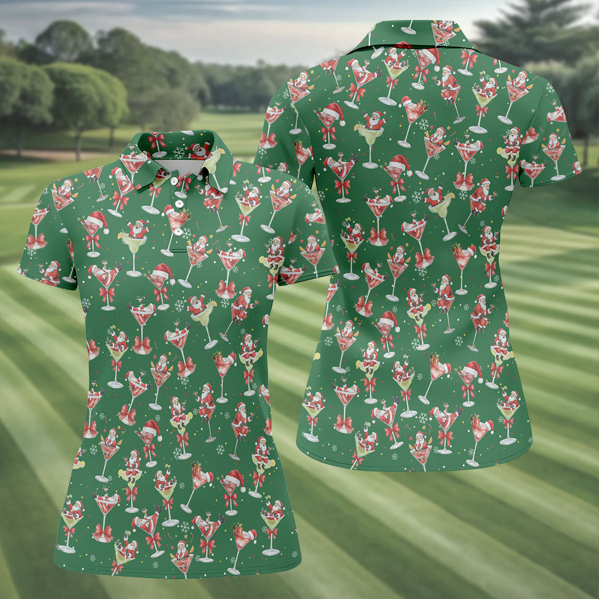 Santa Claus Margarita Christmas Shirt Golf Polo Shirt Unique Gift For Golfer, Golf Gifts For Women