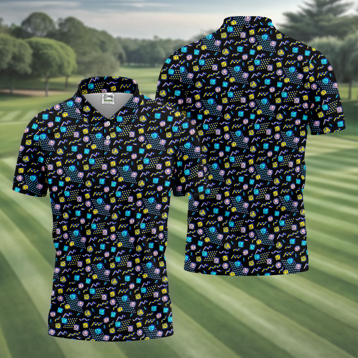 90s Dice Memphis Style Black Golf Shirt, Cute Golf Shirt, Polo ShirtFor Men, Golf Shirts For Men