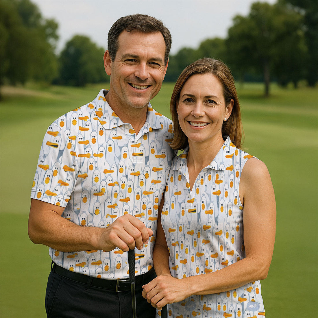 Mine Mine Mine Golf Shirt, Funny Seagull Beach Pattern, Golf Shirt For Men