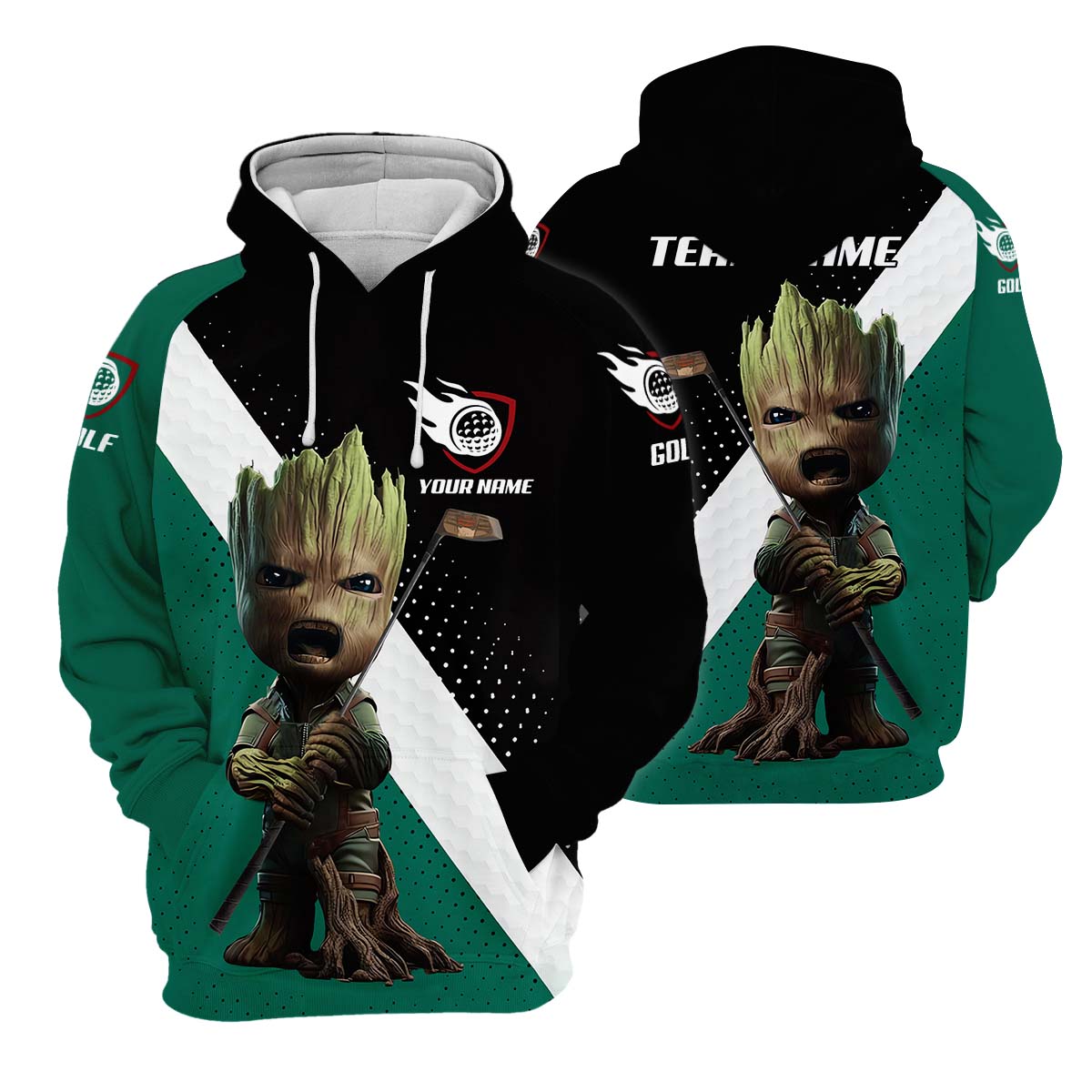 Angry BabyGroot Custom Golf Polo ShirtGift For Golfers, Golf Gift Ideas