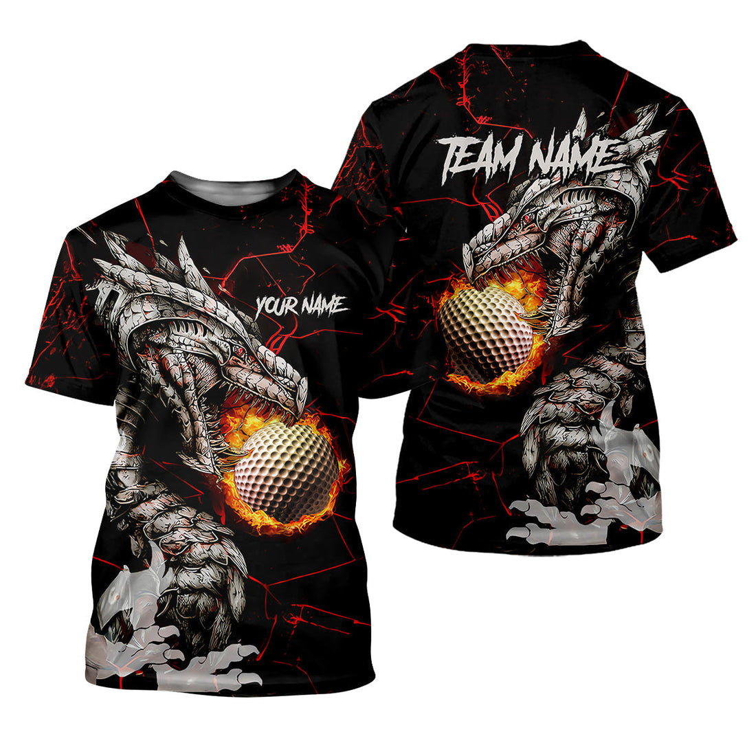 Flaming Dragon Custom Golf Polo ShirtDad Golf Gift, Golf Lover Gifts