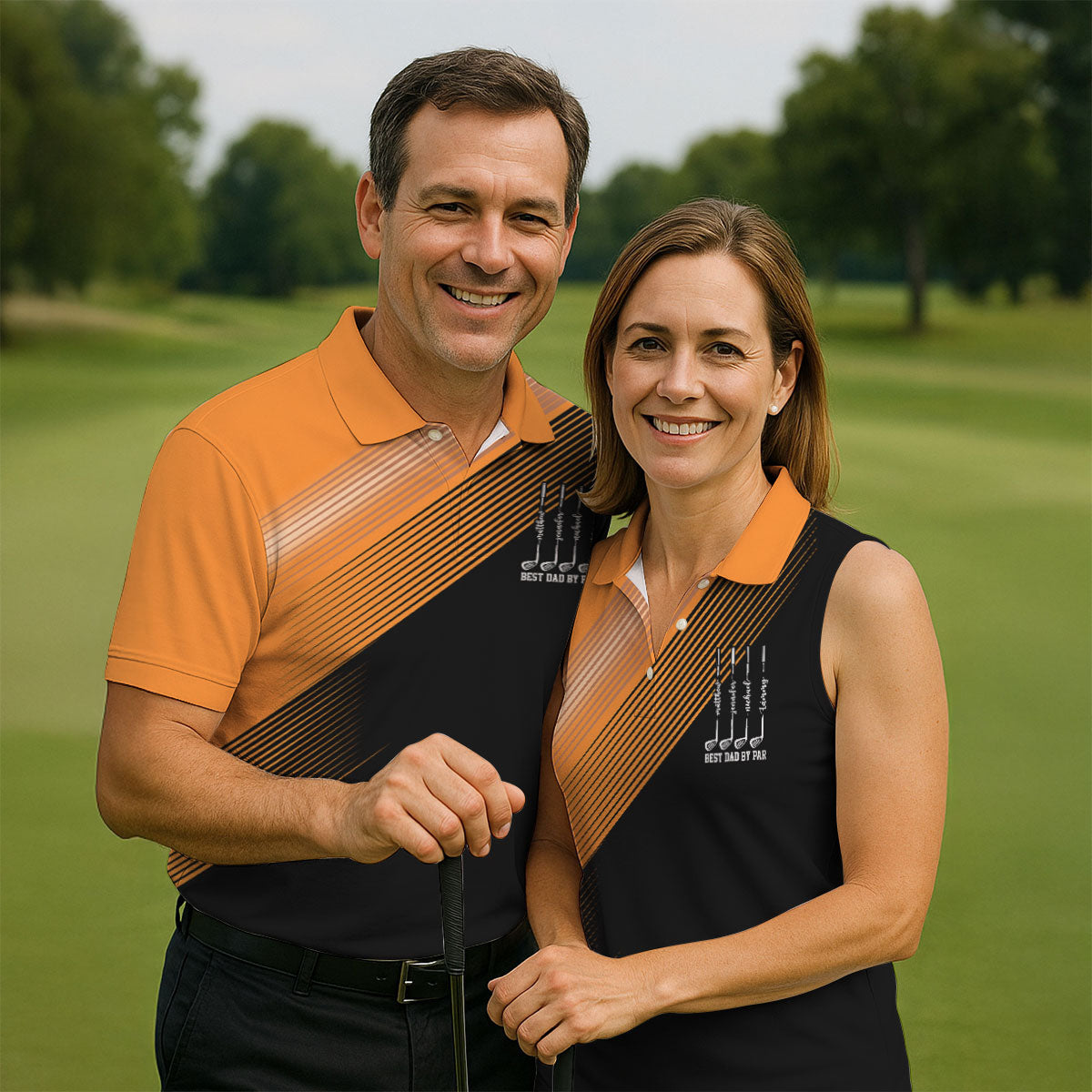 Best Dad By Par Diagonal Striped Father's Day Golf Shirt, Golf Gift For Dad, Polo Shirtor Men