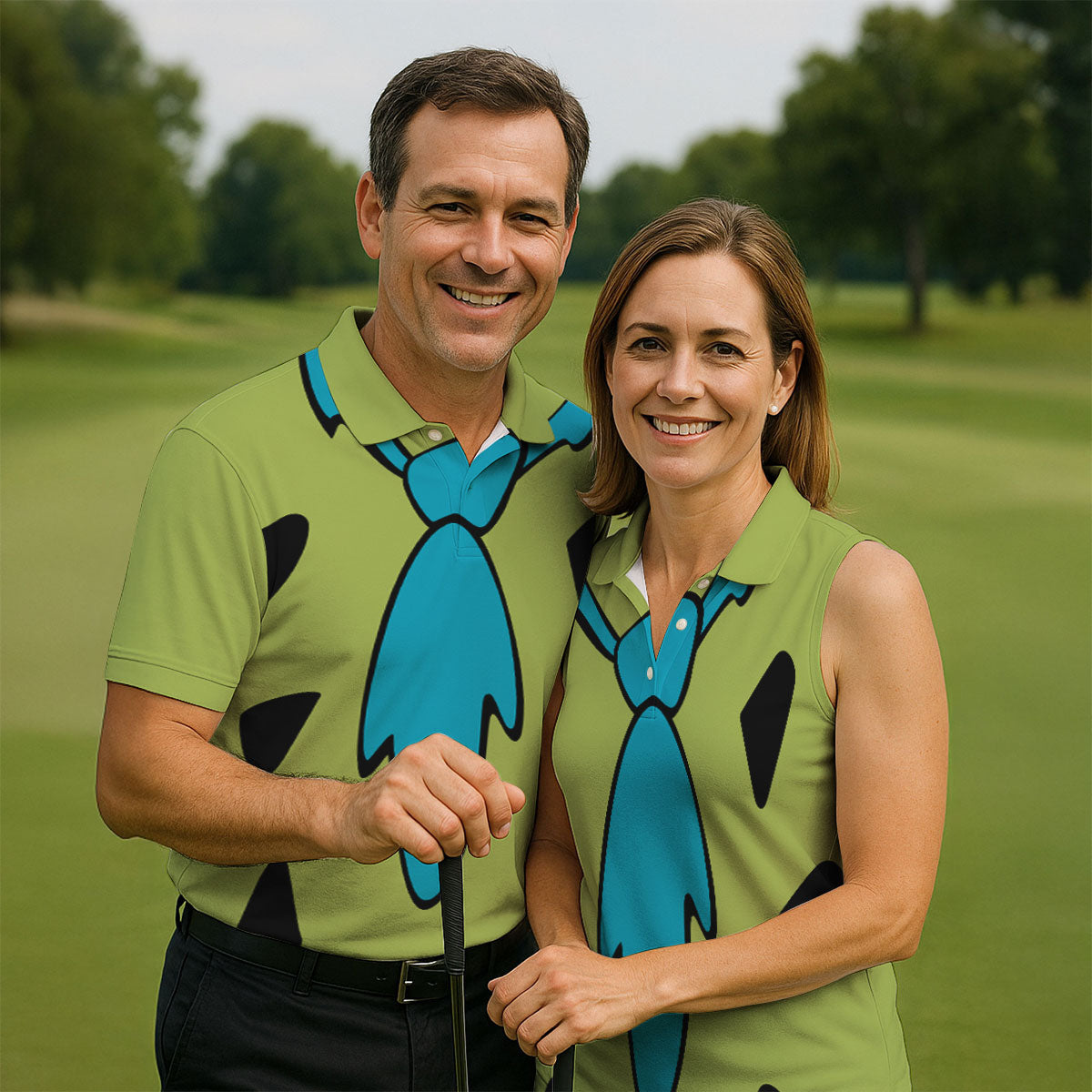 Green Stone Age Costume Hawaiian Golf Shirt, Mens Golf Polo, Golf Shirts For Men