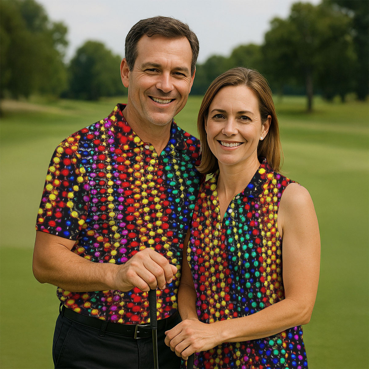 Colorful Beads Mardi Gras Golf Shirt, Women's Golf Shirts, Ladies Golf Polos, Golf Shirt For Women