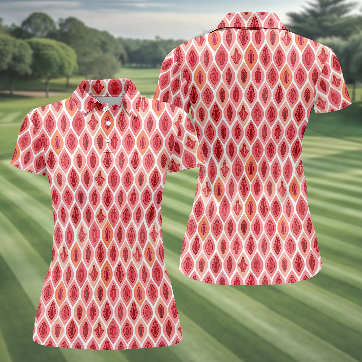 Funny Geometric Pink Golf Shirt, Women Golf Top, Ladies Sleeveless Tops, Women's Golf Shirts