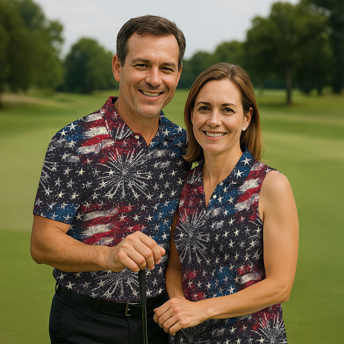 Patriotic American Flag Distressed Color 4th Of July Golf Shirts For Men, 250th Anniversary Polo ShirtFor Men