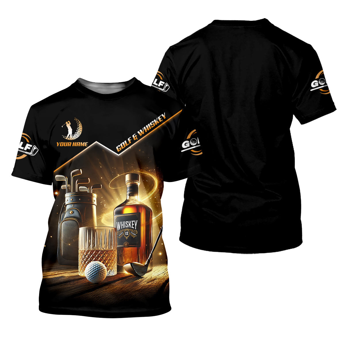 Golf And Whiskey Custom Men's Golf Polo ShirtWhiskey Golf Shirt, Gift For Golfers