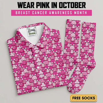 Pink Breast Cancer Men's Golf Shirt With Socks Free, Breast Cancer Awareness Gift