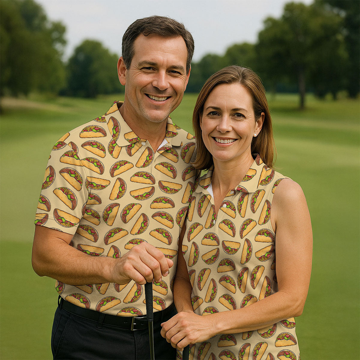 Taco Seamless Pattern Cinco De Mayo Celebration Fiesta Themed Tropical Pattern Golf Shirts For Men