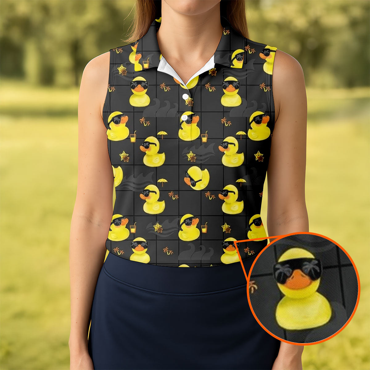 Yellow Rubber Duck Fun Women's Golf Shirts, Black Golf Shirt, Ladies Golf Shirts, Women's Polo Shirt