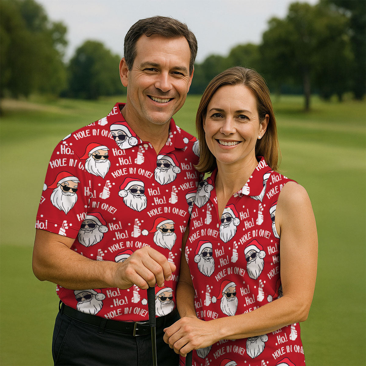 Ho Ho Hole In One Funny Santa Red Christmas Golf Tops For Men, Christmas Golf Shirt, Polo Shirtor Men