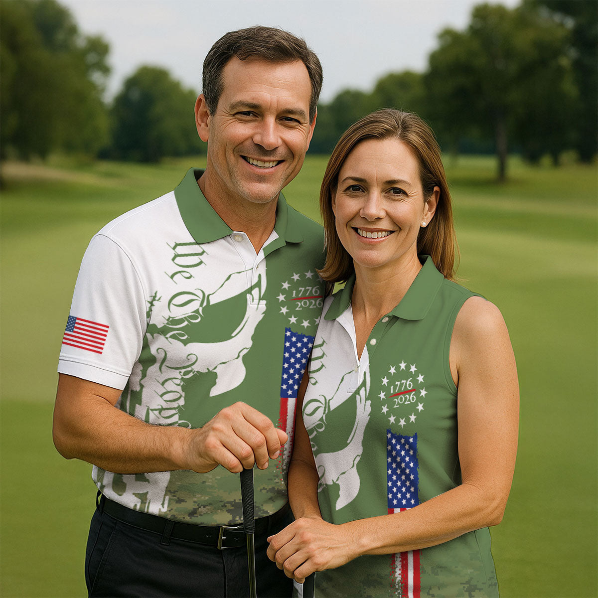 American Bill Of Rights Father's Day Camo Golf Shirt, 250 Years 4th Of July Polo Shirt Men