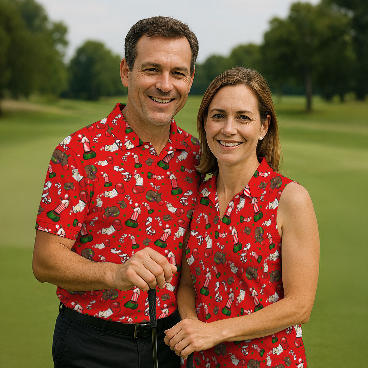Funny Christmas Women's Golf Tops, Funny Dirty Red Golf Shirt, Christmas Golf Shirt, Golfing Apparel