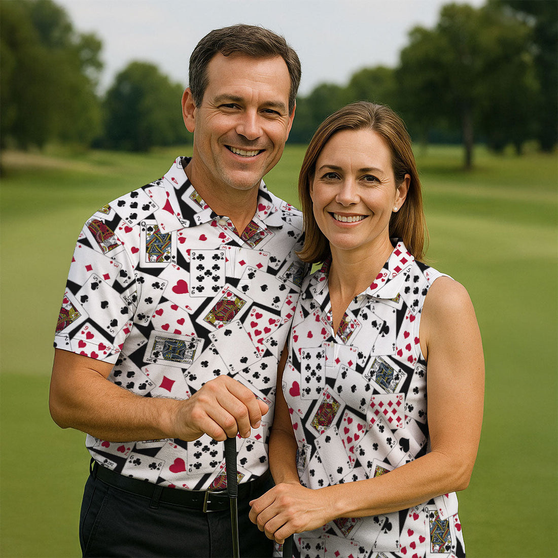 Playing Cards Poker Pattern Hawaiian Golf Shirt, Golf Polo Shirts For Men, Mens Golf Apparel