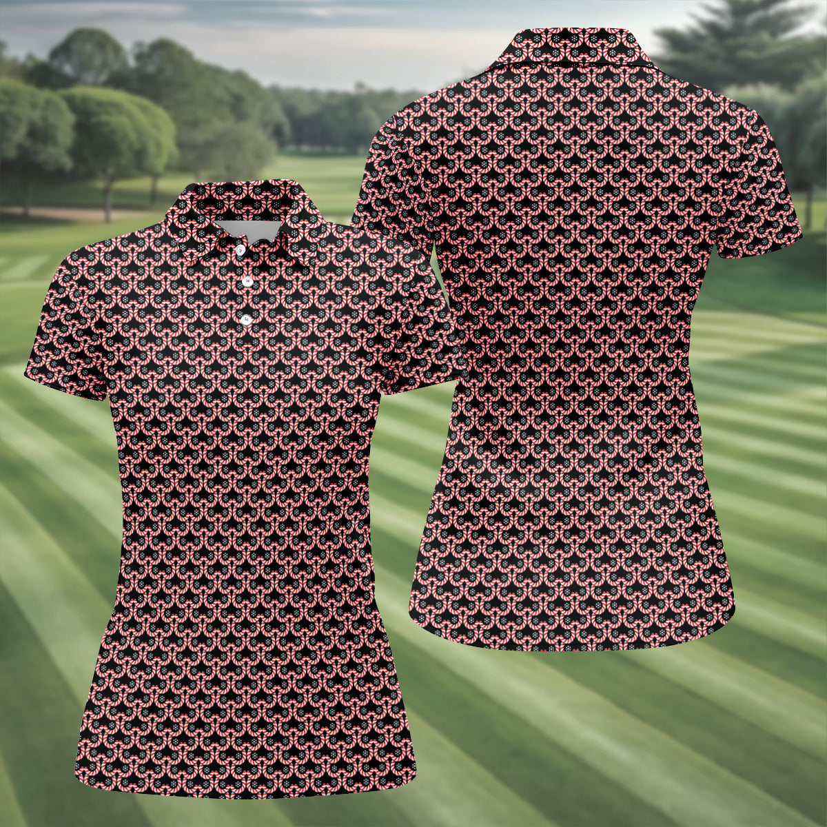 Christmas Snowflake Pattern Golf Shirt, Women Golf Top, Ladies Sleeveless Tops, Women's Golf Shirts
