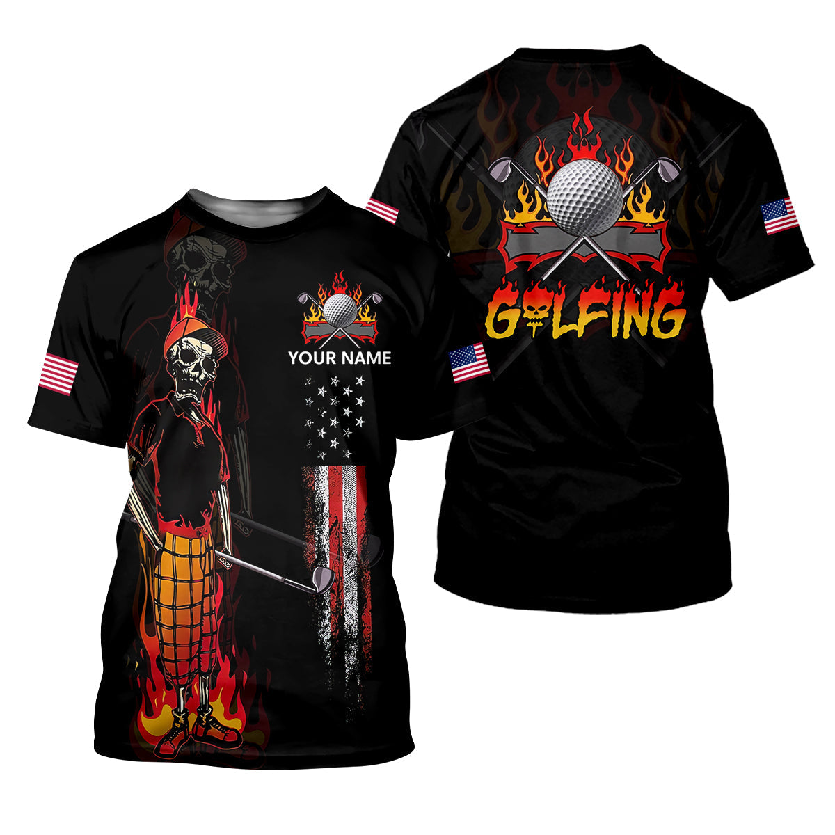 Custom Skull Golf Polo ShirtMens Golf Gift, Funny Golf Shirt