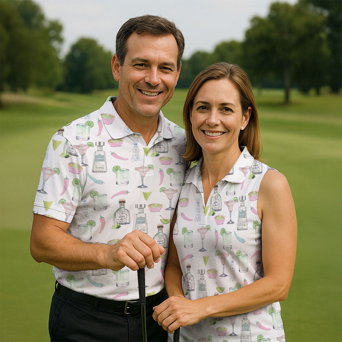 Pink Margarita Glass Tequila Lover Pastel Theme Golf Tops For Men, Polo Shirt Men, Golf Shirts For Men
