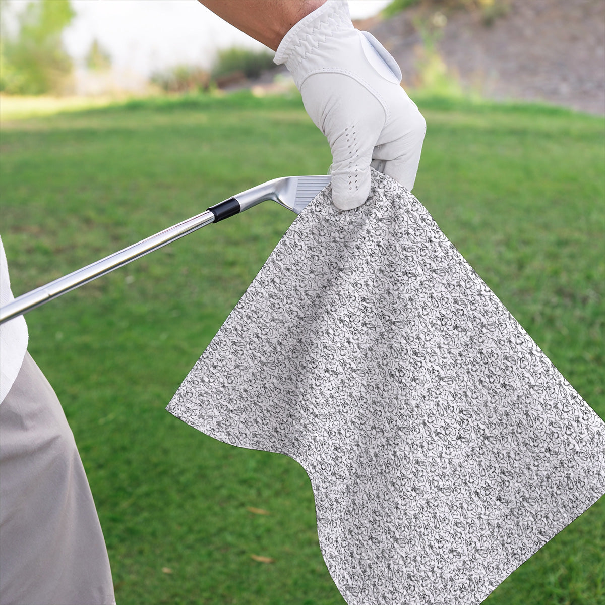 German Shepherd Line Art Golf Towels, Crazy German Pattern Golf Towel, Golf Gift For Golfers
