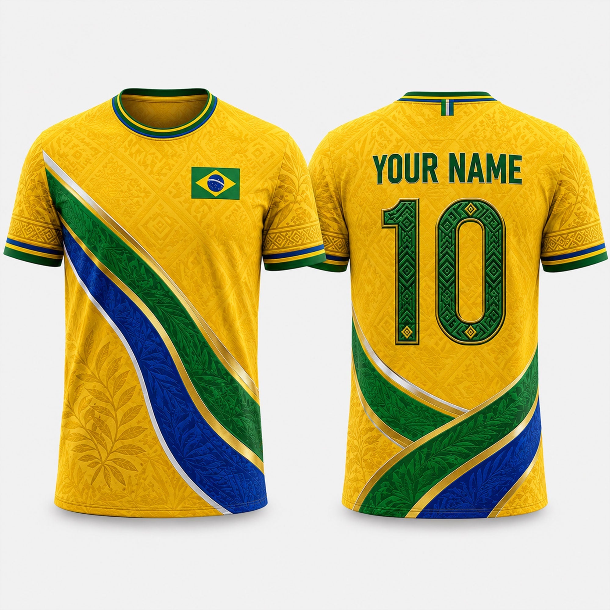 Yellow Green Brazil Fooball Shirt, V-Neck For Men Football Lover, Soccer Game Day Father's Day Presents