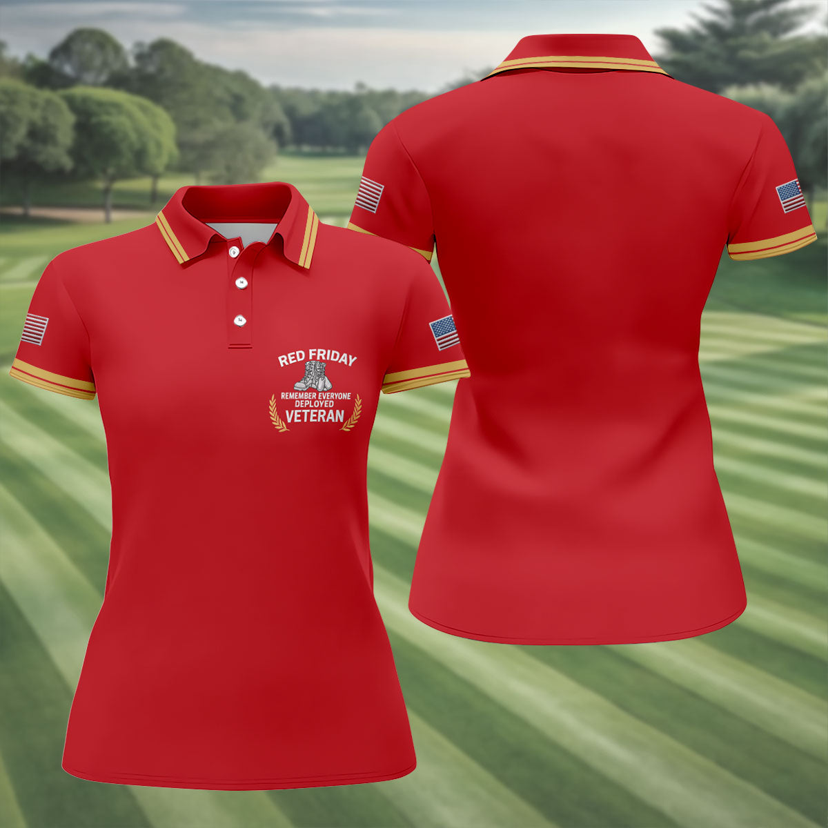 Red Friday Veteran Memorial Patriotic 4th Of July Golf Shirt, 250 Years Women's Golf Tops
