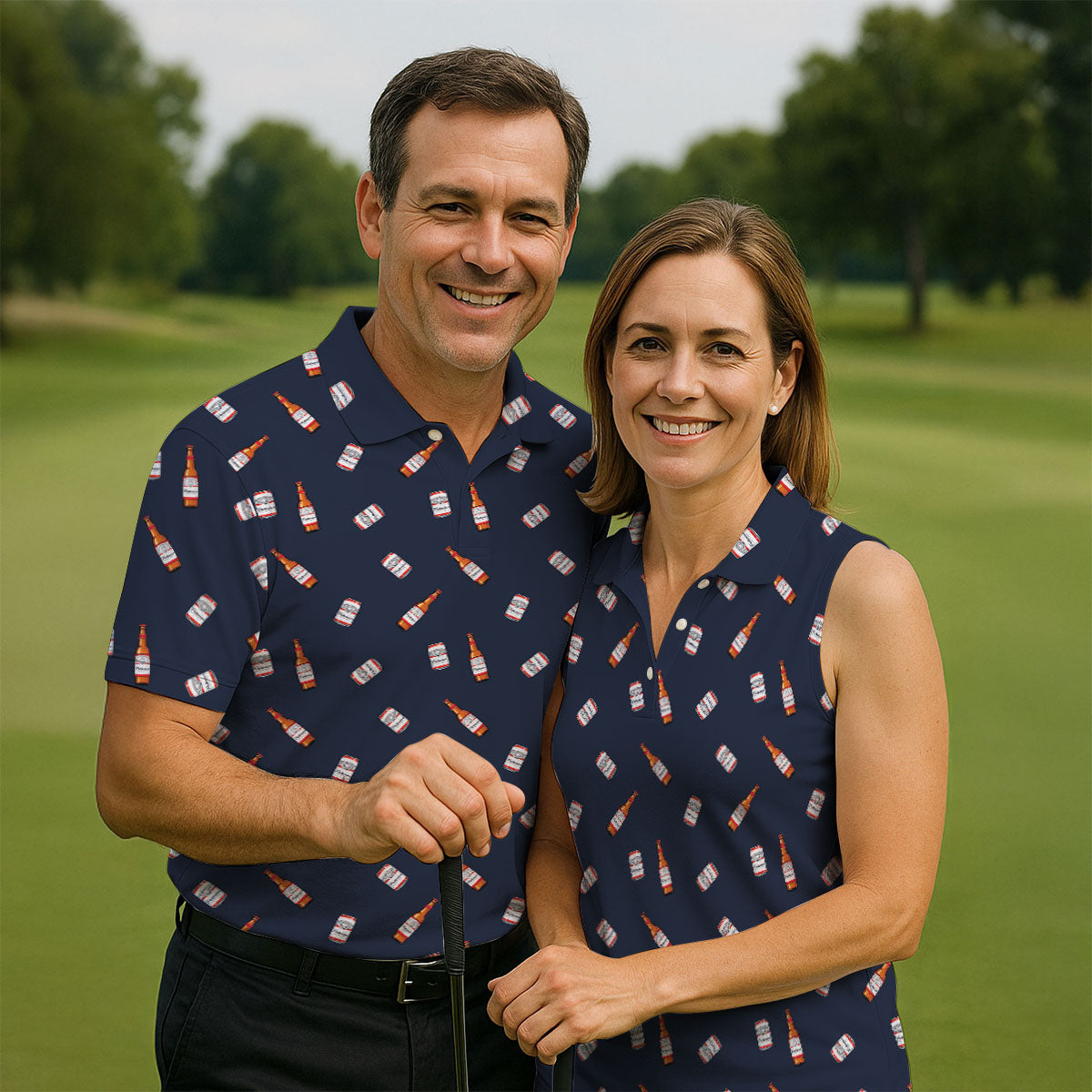 Puttweiser King Of Drive Golf And Beer Fun Women's Golf Shirts, Women's Golf Tops, Ladies Golf Shirt