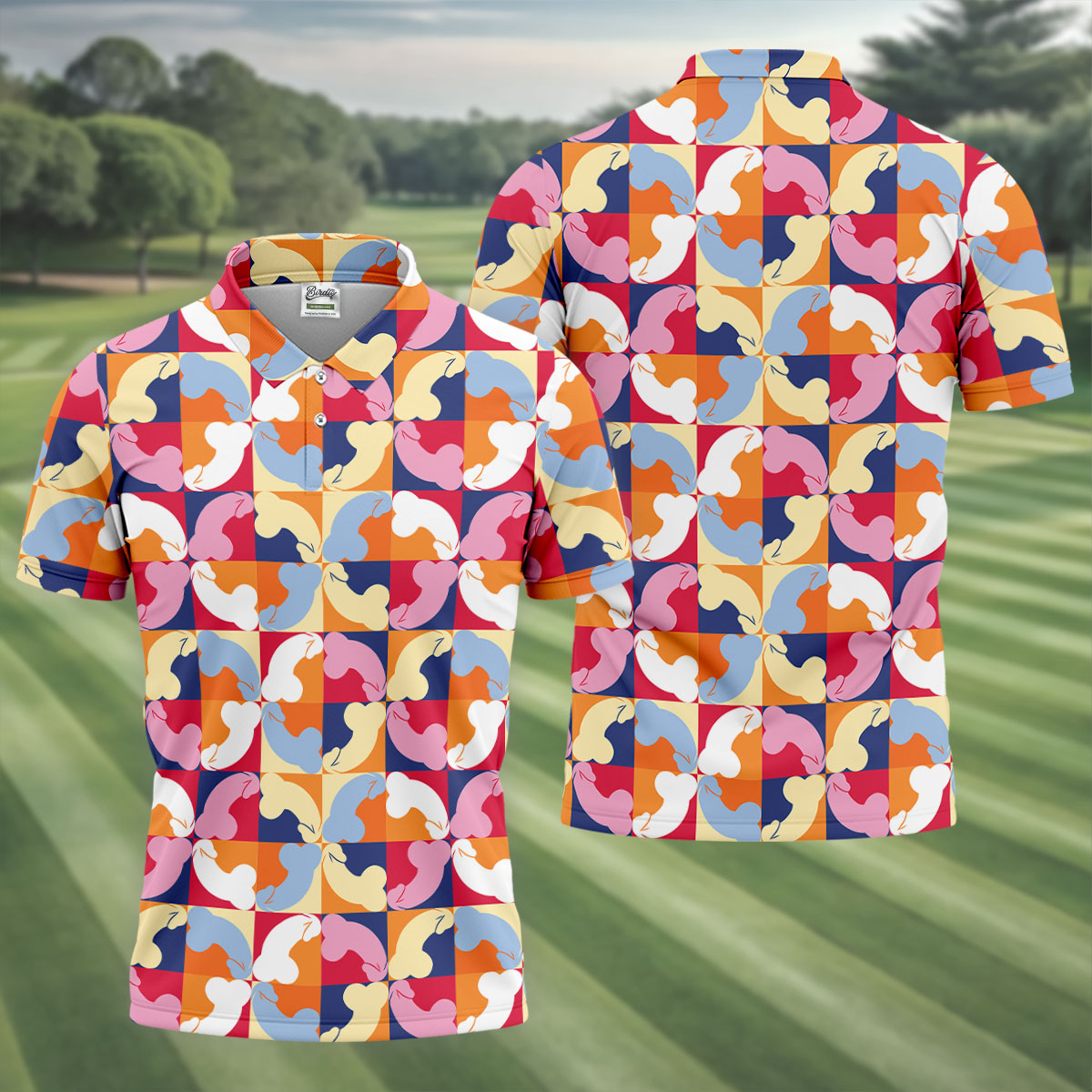 Funny Adult Retro Checkered Novelty Golf Shirt, Mens Golf Shirts, Printed Golf Shirts