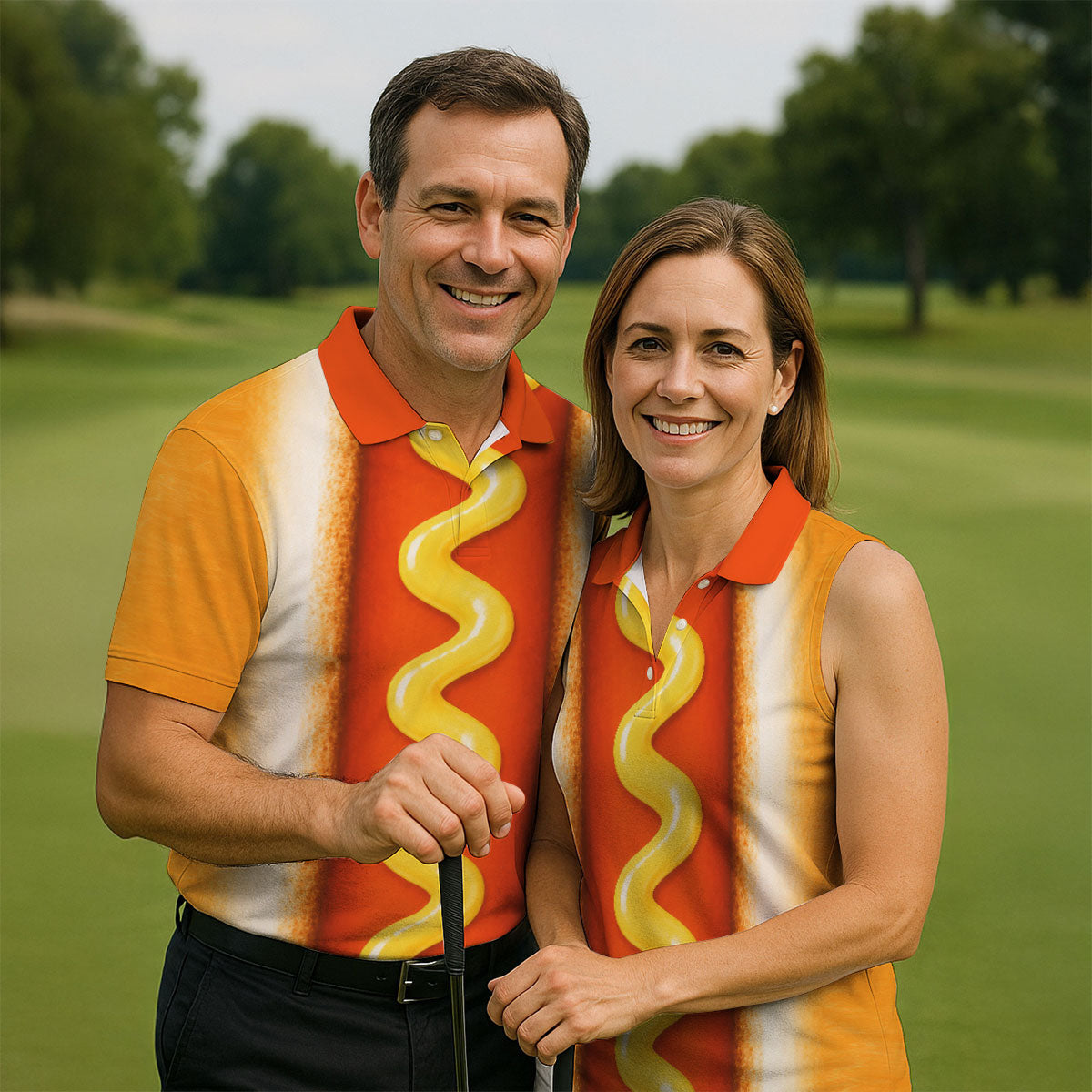 Hot Dog Suit Golf Shirt, Humorous Food Lover Pattern, Golf Shirt For Men