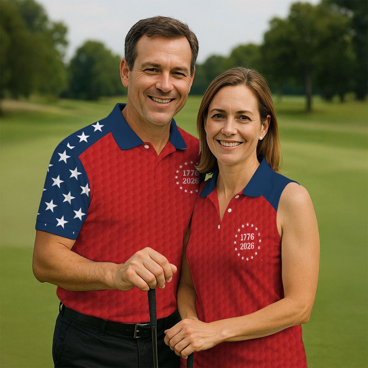 We The People 250 Years Golf Ball Pattern Golf Shirt, Patriotic 4th Of July Golf Shirts For Men