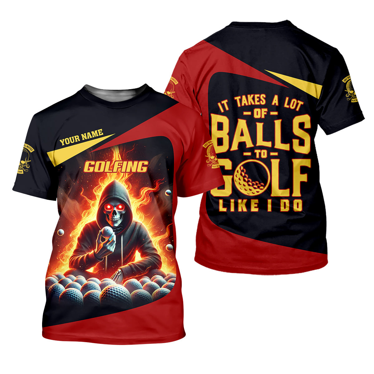 It Takes A Lot of Balls to Golf Like I Do Custom Skull Funny Golf Polo ShirtDad Golf Gifts