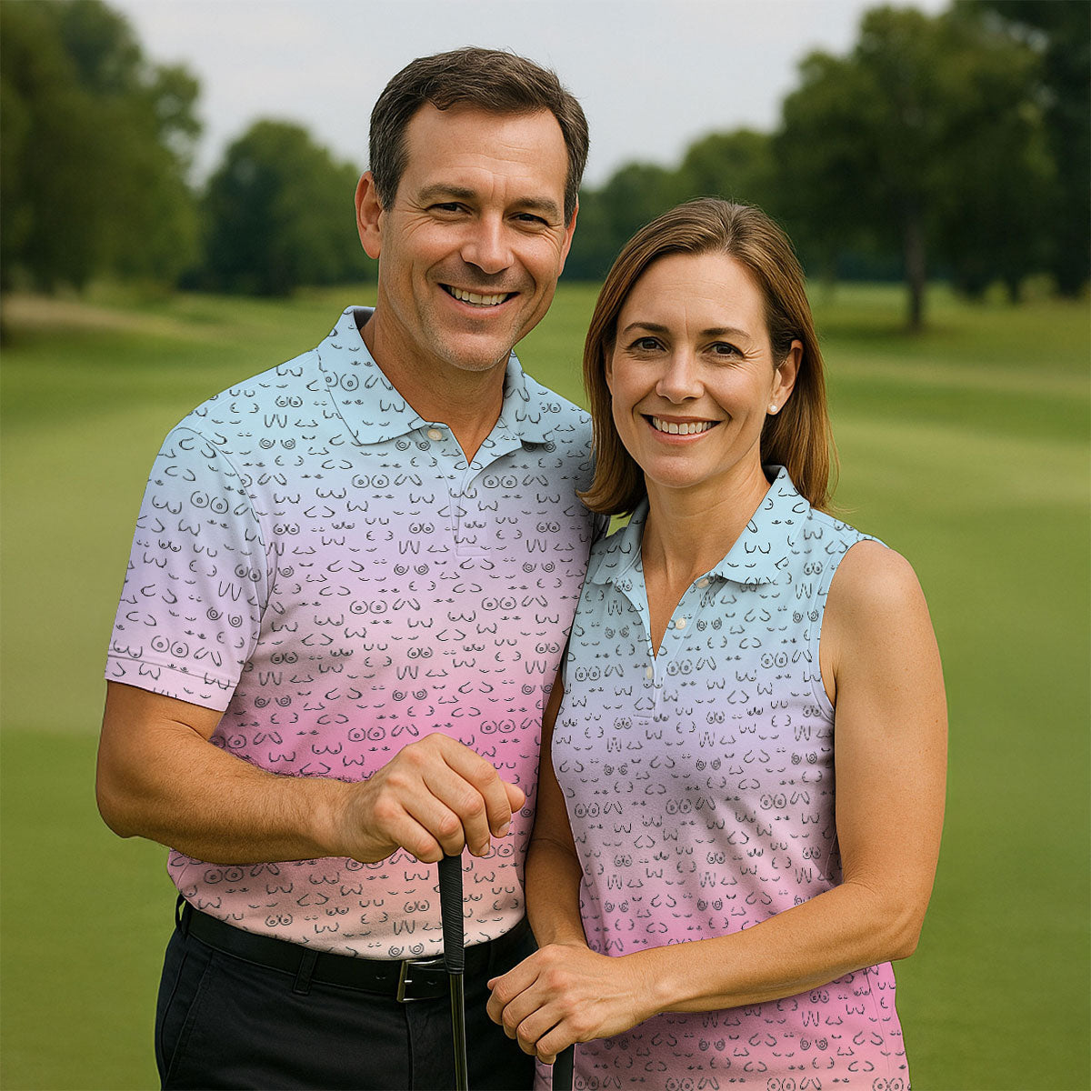 Funny Adult Humor Ombre Color Women's Golf Shirts, Ladies Golf Shirts, Womens Golf Gifts