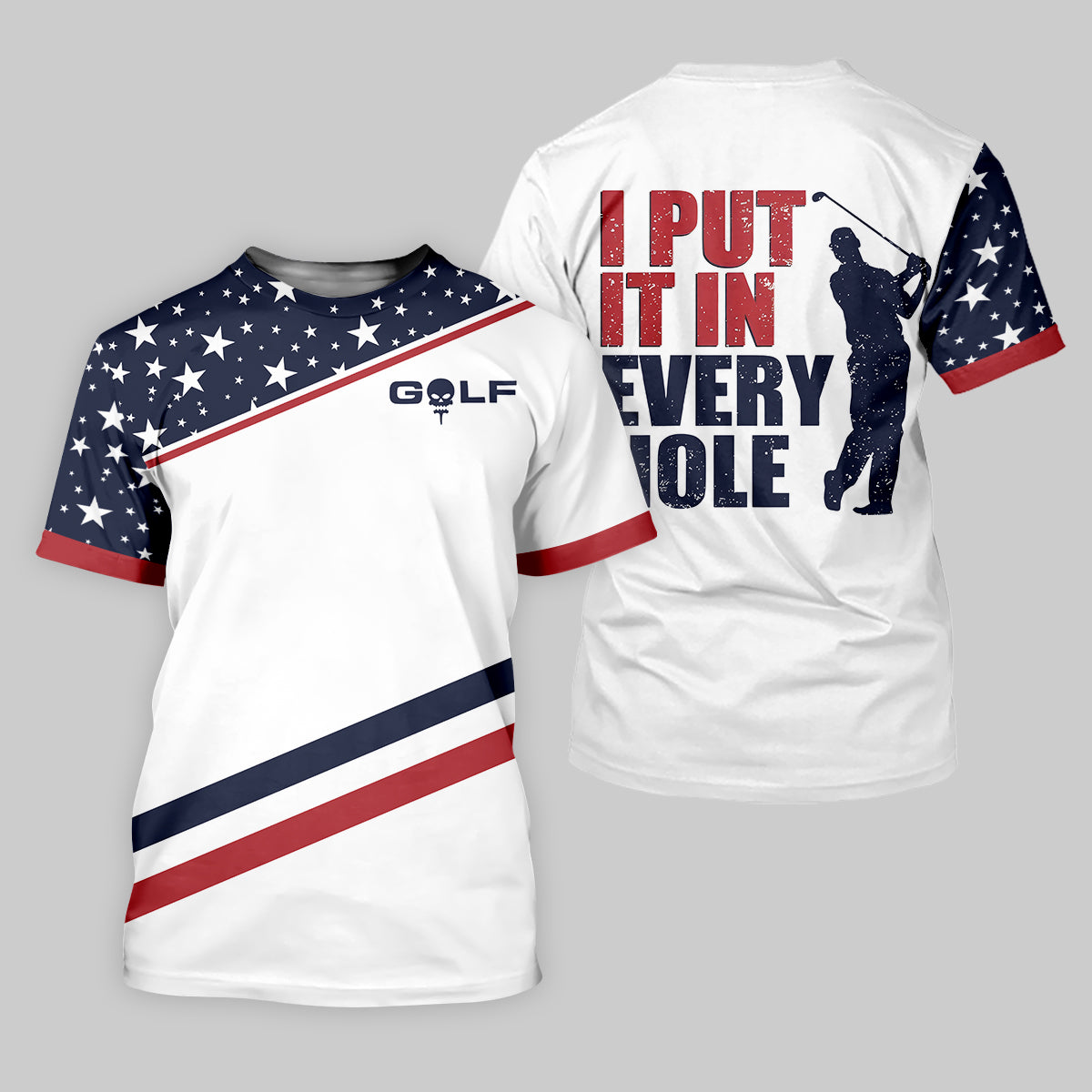 I Put It in Every Hole Mens Golf Polo ShirtMens Golf Gift, Funny Golf Shirt, America 250 Anniversary Golf Shirt