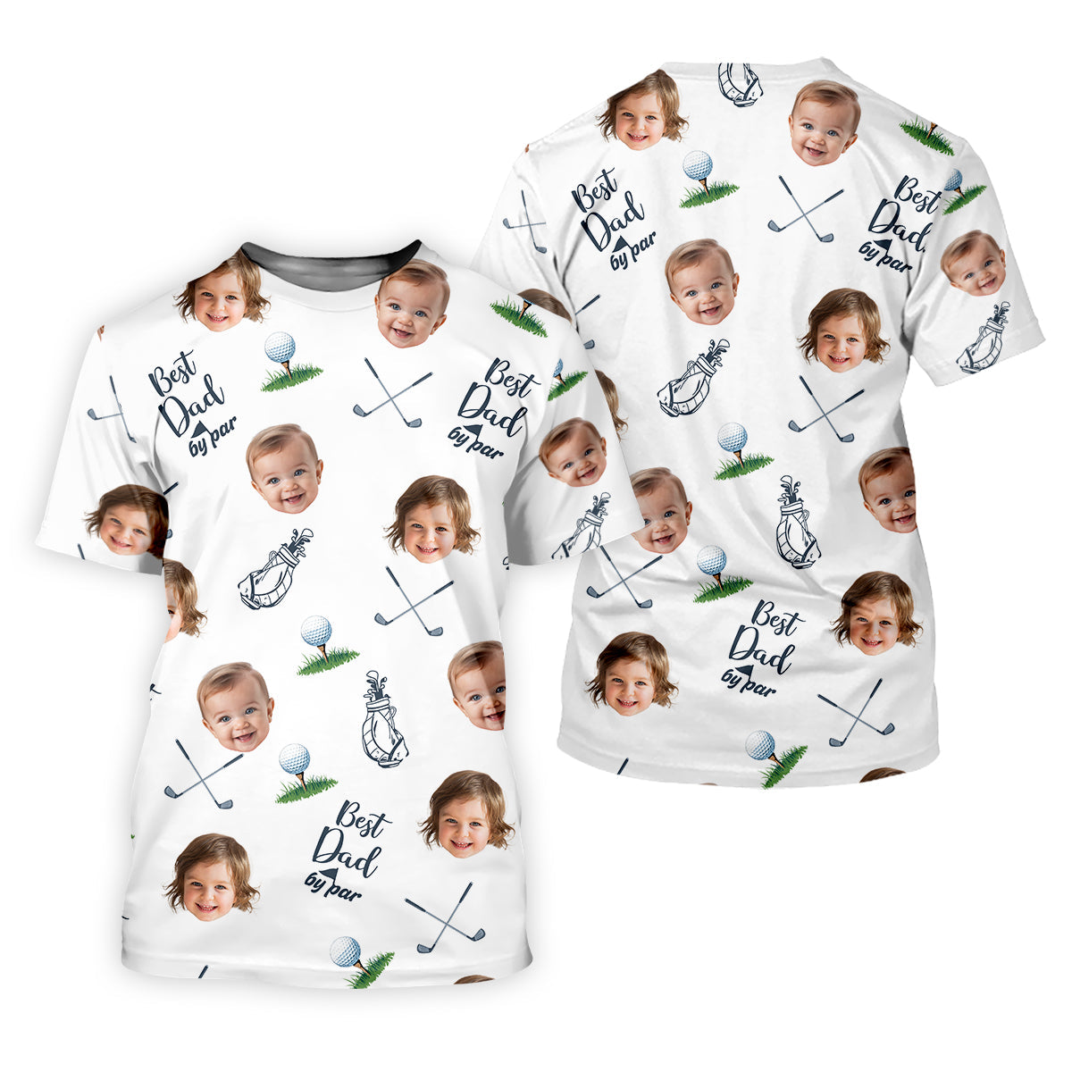 Best Dad By Par Custom Photo Golf Shirt, Funny Golf Polo ShirtChristmas Golf Gift