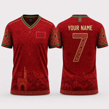 Moroccan Fooball Shirt, Moroccan Zellige Tile V-Neck For Men Football Lover, Father's Day Presents