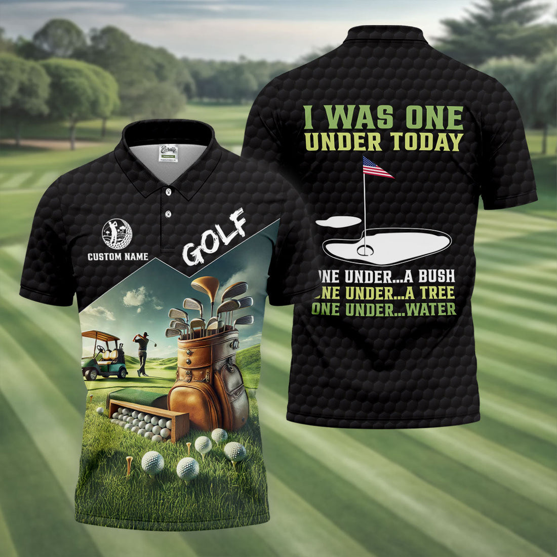 I Was One Under Today Golf Ball Pattern Funny Golf Shirt, Custom Golf Shirts, Golf Shirts For Men