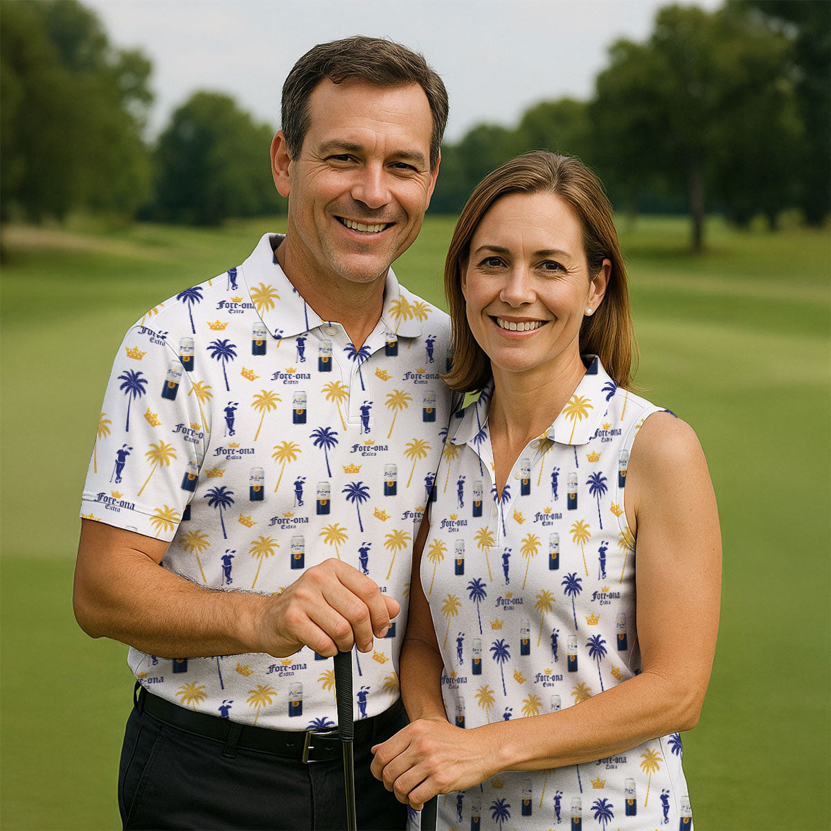 Fore-ona Extra Find Your Fairway Golfer Drinking Men's Funny Golf Shirts, Golf Shirts For Men